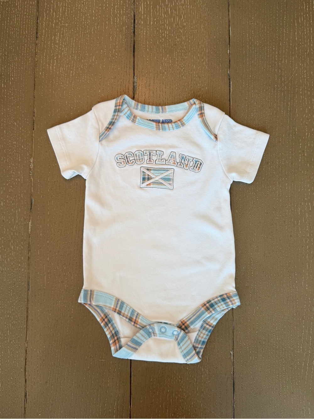 SCOTLAND Baby Boys’ Blue Tartan Plaid Heritage Flag Onesie/Bodysuit • Size 9-12M
